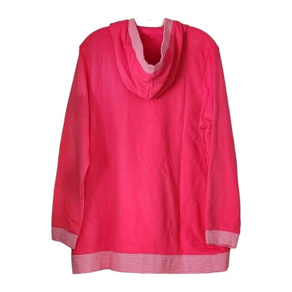 Lands' End 1X Pink Hoodie Serious Sweats V-Neck Pullover - Picture 5 of 12